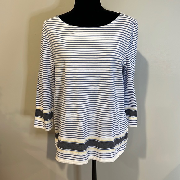 Talbots, stripped tunic with 3/4 sleeve. Like New. Large - Picture 1 of 10